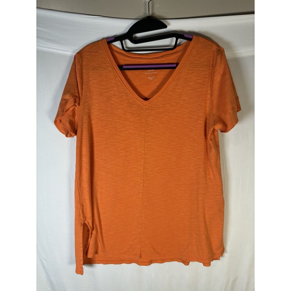 J. Jill Short Sleeve V-Neck Tee in Bright Orange